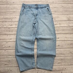 Y2K Baggy Mom Jeans Women's 6 Blue Light Wash High Rise Barrel Leg Denim Cotton